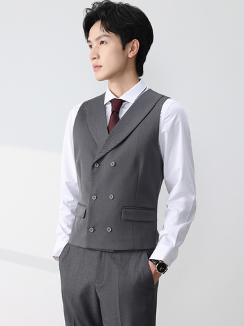 Muški set prsluka za vjenčani kostim - dvostruko kopčanje, rever ovratnik, jedinstven uzorak, korejski stil, slim fit