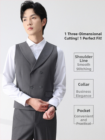 Muški set prsluka za vjenčani kostim - dvostruko kopčanje, rever ovratnik, jedinstven uzorak, korejski stil, slim fit