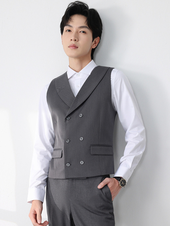 Muški set prsluka za vjenčani kostim - dvostruko kopčanje, rever ovratnik, jedinstven uzorak, korejski stil, slim fit