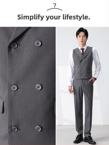 Muški set prsluka za vjenčani kostim - dvostruko kopčanje, rever ovratnik, jedinstven uzorak, korejski stil, slim fit