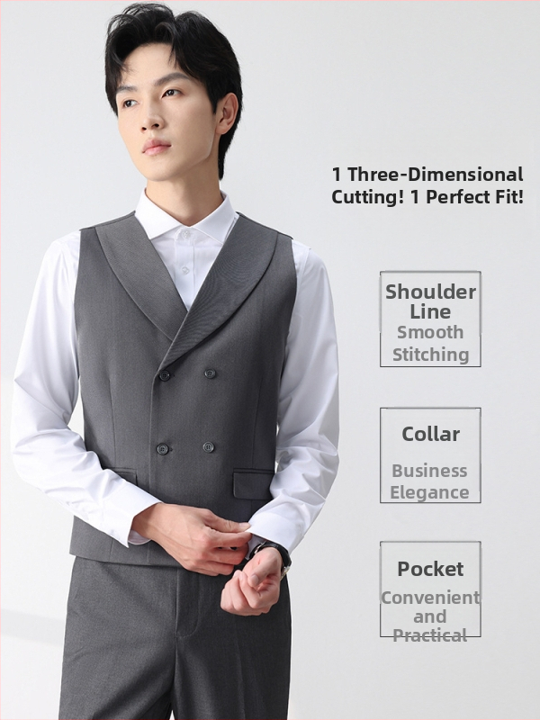 Muški set prsluka za vjenčani kostim - dvostruko kopčanje, rever ovratnik, jedinstven uzorak, korejski stil, slim fit