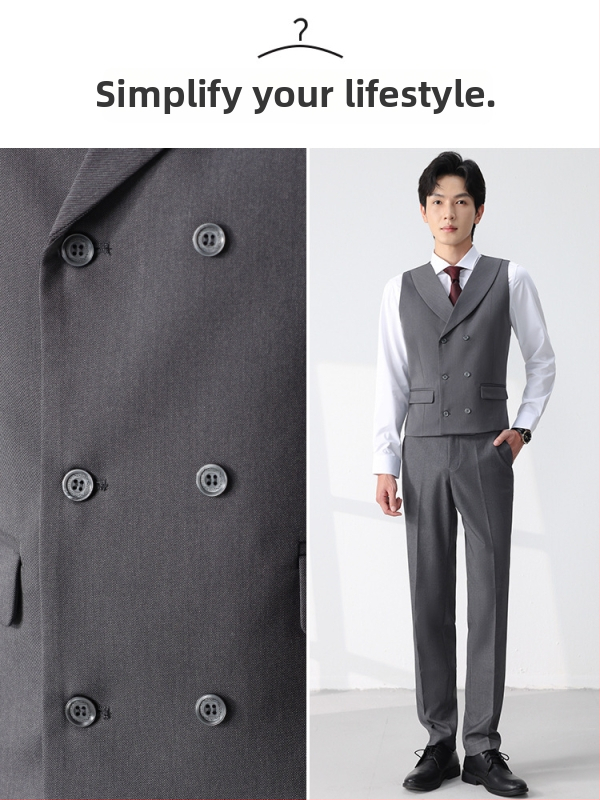 Muški set prsluka za vjenčani kostim - dvostruko kopčanje, rever ovratnik, jedinstven uzorak, korejski stil, slim fit