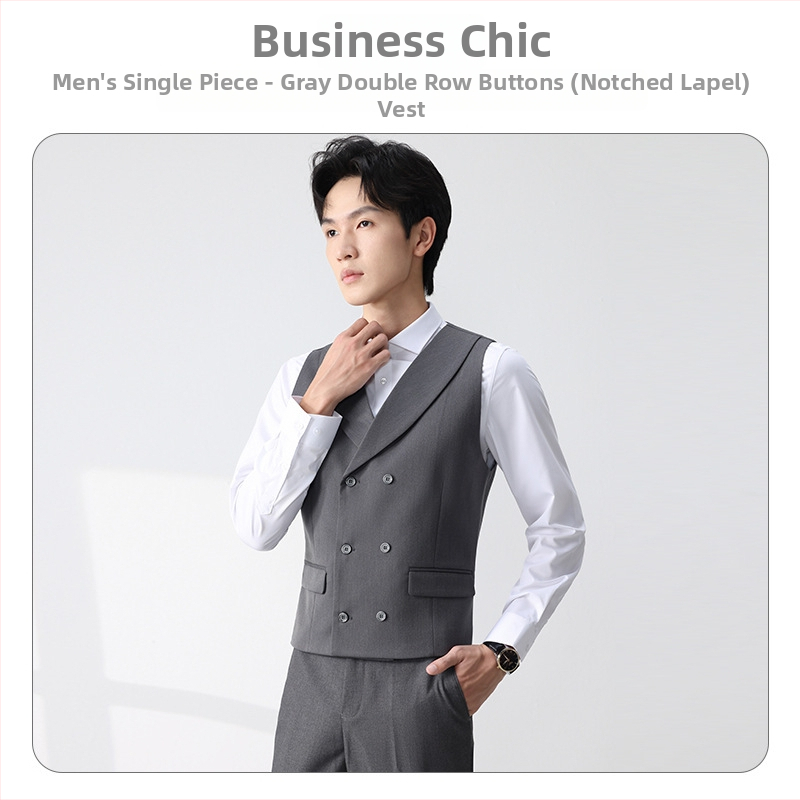 Muški set prsluka za vjenčani kostim - dvostruko kopčanje, rever ovratnik, jedinstven uzorak, korejski stil, slim fit