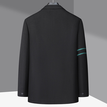 Férfi casual öltönydzseki, laza szabás, zakó gallér, kétgombos elülső zárás, kopásálló poliészter-keverék anyag, könnyű üzleti stílus