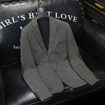 Muško sako slim-fit, s dva gumba, jednoredno kopčanje, ovratnik sakoa, tkanina od pamuka-mješavine s poliesterom, blok uzorak