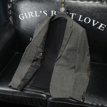 Muško sako slim-fit, s dva gumba, jednoredno kopčanje, ovratnik sakoa, tkanina od pamuka-mješavine s poliesterom, blok uzorak