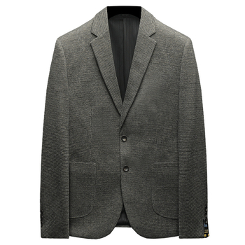 Muško sako slim-fit, s dva gumba, jednoredno kopčanje, ovratnik sakoa, tkanina od pamuka-mješavine s poliesterom, blok uzorak