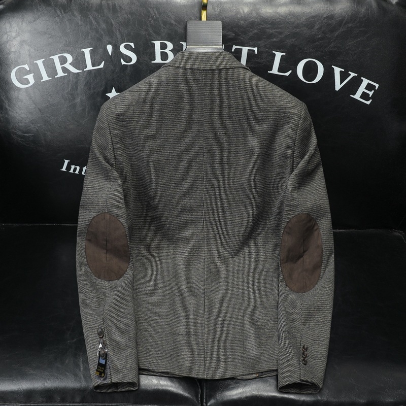 Muško sako slim-fit, s dva gumba, jednoredno kopčanje, ovratnik sakoa, tkanina od pamuka-mješavine s poliesterom, blok uzorak