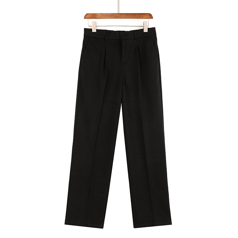 Férfi téli vastagított egyenes szárú nadrág, poliészter anyag, hátul elasztikus derék, üzleti és hétköznapi viselet