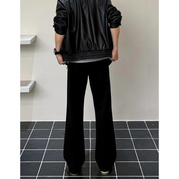 Férfi téli egyenes szabású nadrág, viszkóz-poliészter keverék, hosszú, üzleti-casual stílus