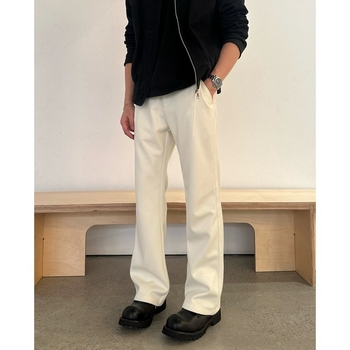 Férfi téli egyenes szabású nadrág, viszkóz-poliészter keverék, hosszú, üzleti-casual stílus