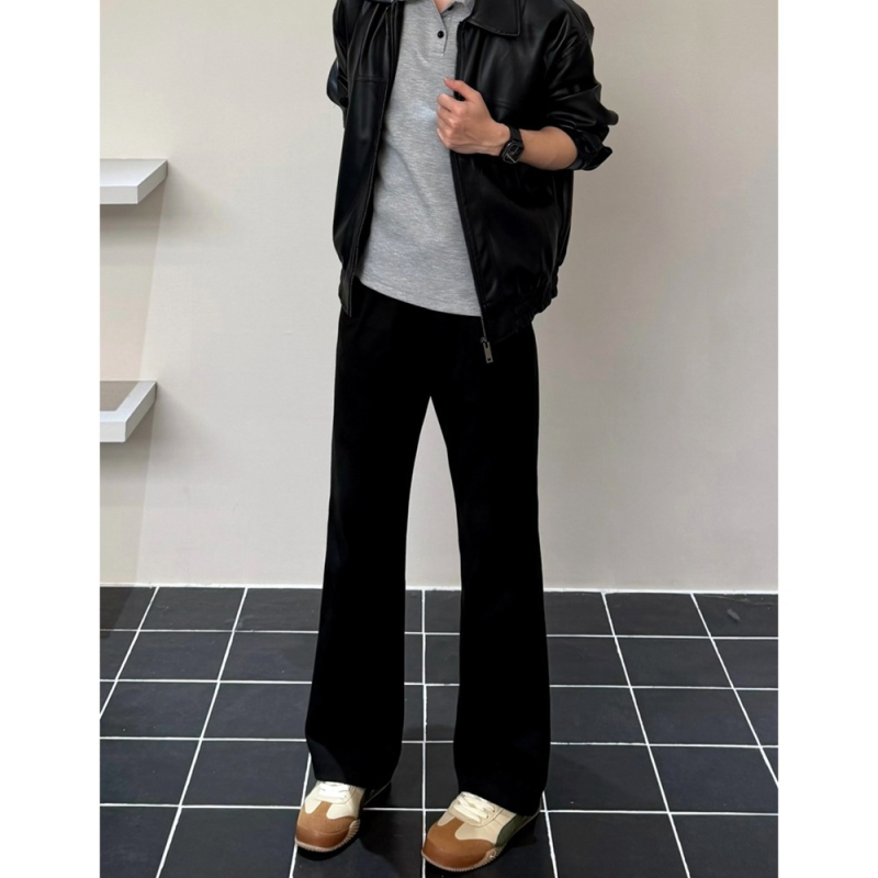 Férfi téli egyenes szabású nadrág, viszkóz-poliészter keverék, hosszú, üzleti-casual stílus