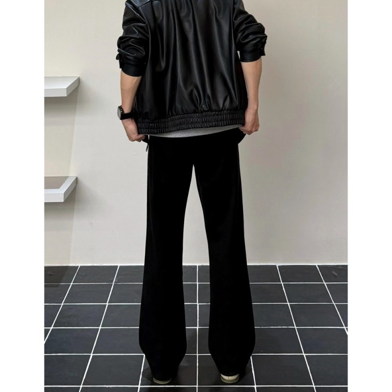 Férfi téli egyenes szabású nadrág, viszkóz-poliészter keverék, hosszú, üzleti-casual stílus