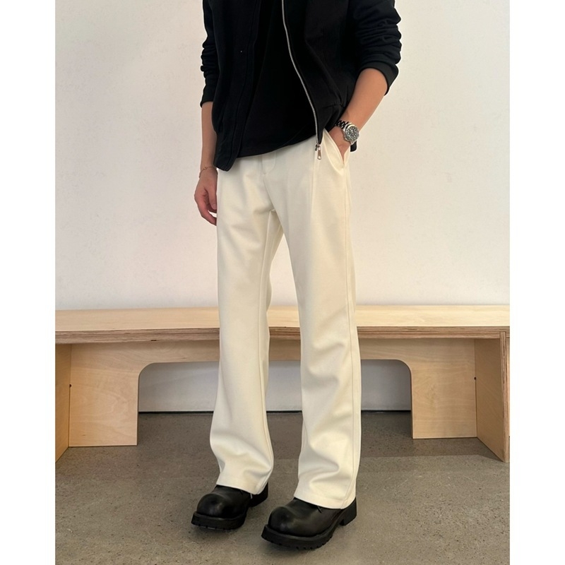 Férfi téli egyenes szabású nadrág, viszkóz-poliészter keverék, hosszú, üzleti-casual stílus