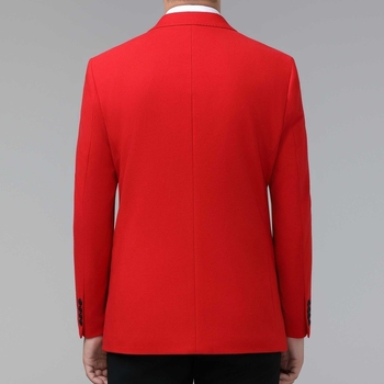 Muški vuneni kostim, jednoslojni za proleće–jesen, poslovno-ležerni stil, jednobojni uzorak, dva gumba