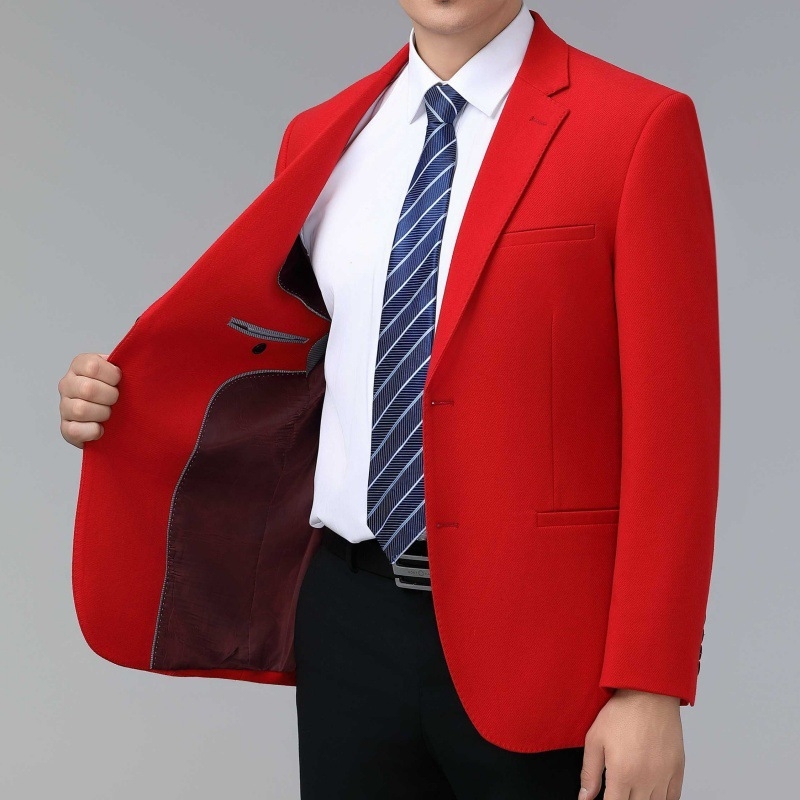 Muški vuneni kostim, jednoslojni za proleće–jesen, poslovno-ležerni stil, jednobojni uzorak, dva gumba