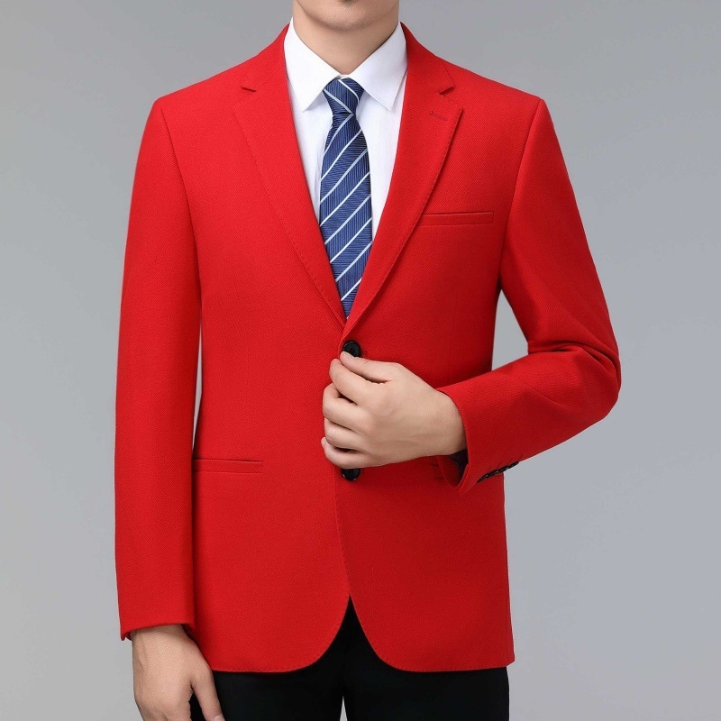 Muški vuneni kostim, jednoslojni za proleće–jesen, poslovno-ležerni stil, jednobojni uzorak, dva gumba