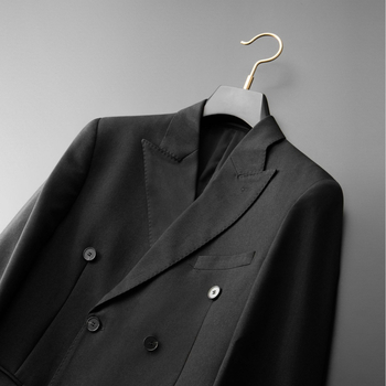 Pánsky dvojradový oblek, úzky strih, sako s golierom, jednoduchý vzor, hlavný materiál 98% polyester