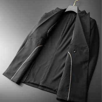 Pánsky dvojradový oblek, úzky strih, sako s golierom, jednoduchý vzor, hlavný materiál 98% polyester