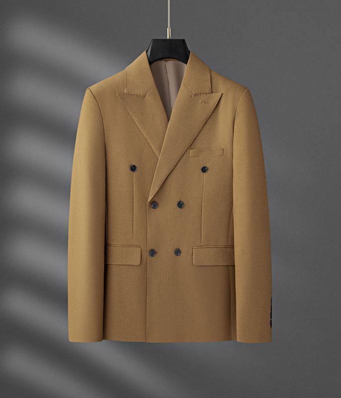 Pánsky dvojradový oblek, úzky strih, sako s golierom, jednoduchý vzor, hlavný materiál 98% polyester