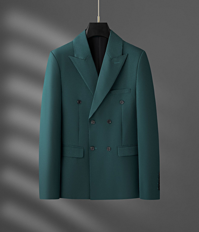 Pánsky dvojradový oblek, úzky strih, sako s golierom, jednoduchý vzor, hlavný materiál 98% polyester