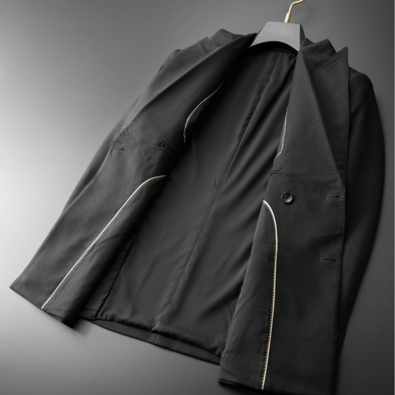 Pánsky dvojradový oblek, úzky strih, sako s golierom, jednoduchý vzor, hlavný materiál 98% polyester