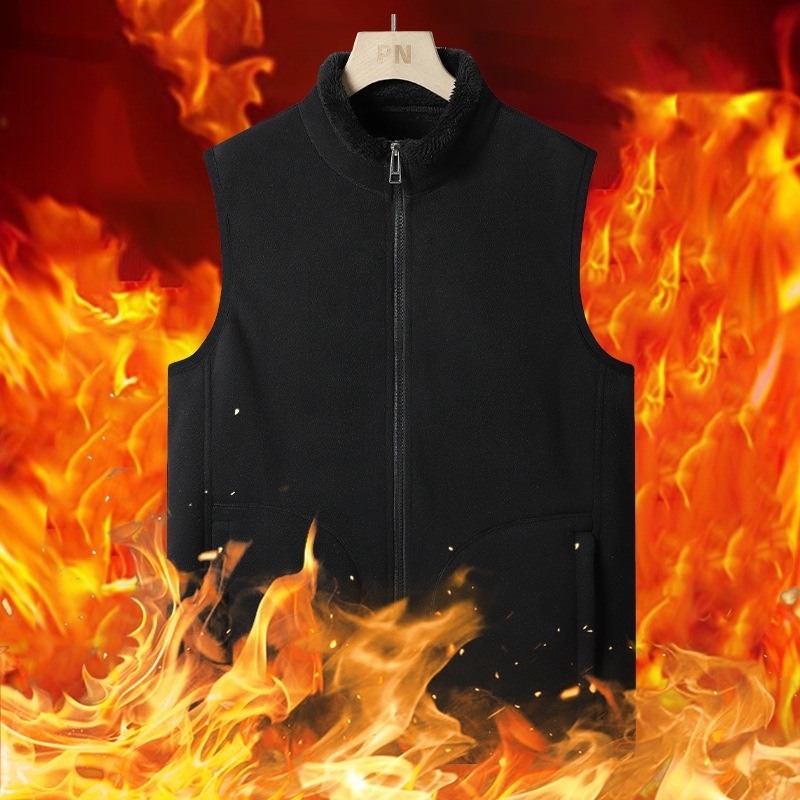 Flis Vesta za sport, uska linija, stojeći ovratnik, zatvarač, debeli pliš, 100% poliester