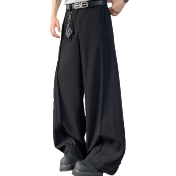 Egyenes szabású nadrág, pliszírozott, 95% poliészter anyag, fiatalos divat (tavasz)