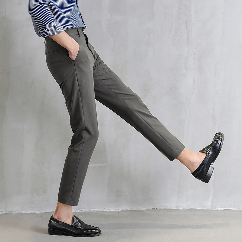 Muške hlače 9/10 duljine, ravni kroj, slim-fit, casual hlače od poliestera