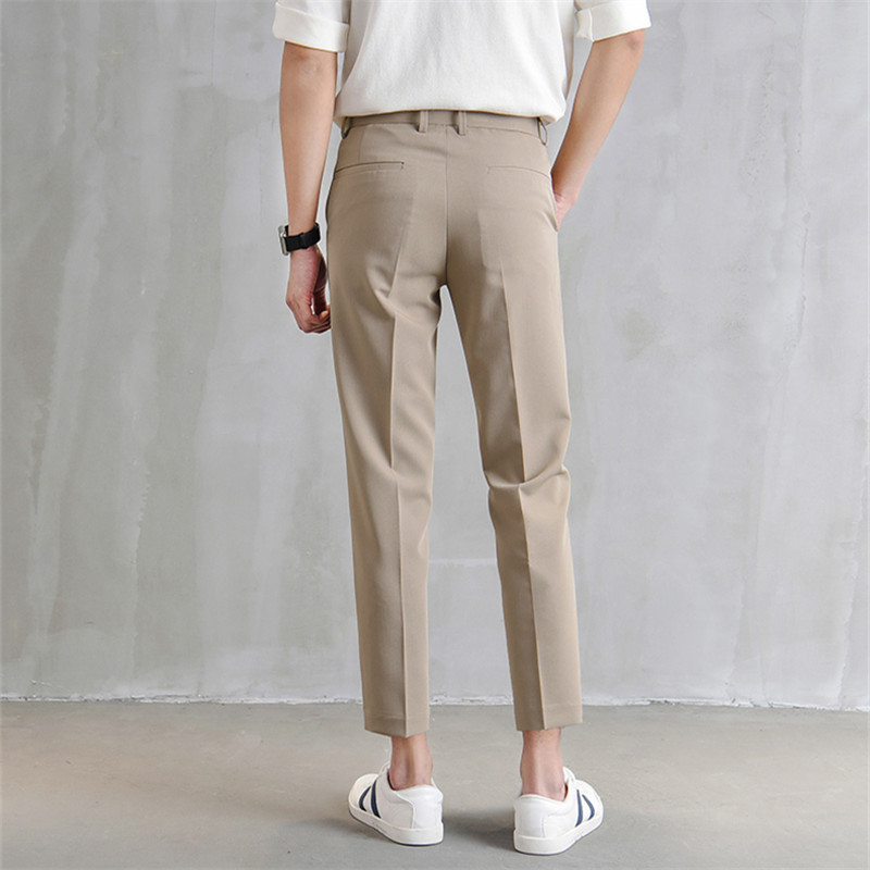 Muške hlače 9/10 duljine, ravni kroj, slim-fit, casual hlače od poliestera