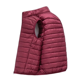 Férfi vékony töltött mellény, koreai stílus, karcsúsított szabás, álló gallér, cipzár