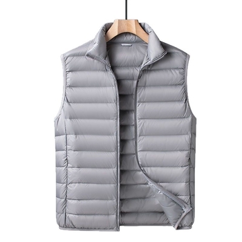 Férfi vékony töltött mellény, koreai stílus, karcsúsított szabás, álló gallér, cipzár