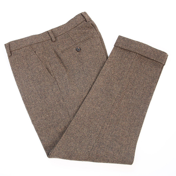 Muške hlače s manžetom, vuneni tweed s uzorkom herringbone, slim fit, zimski stil