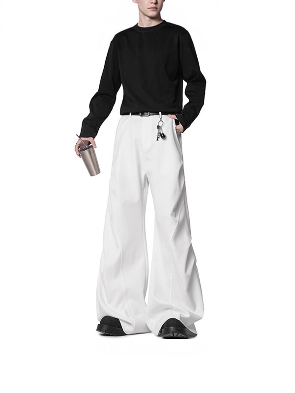 Őszi pliszírozott, széles szárú nadrág, laza szabás, 100% poliészter