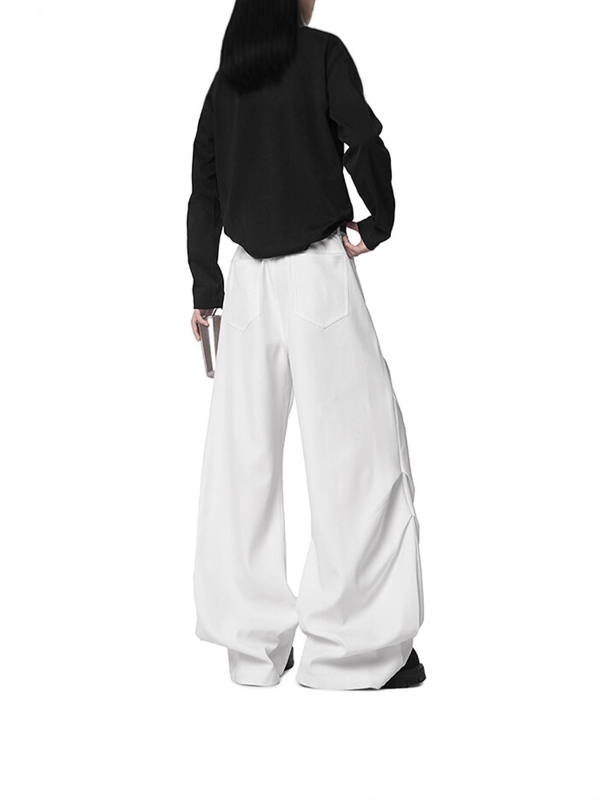 Őszi pliszírozott, széles szárú nadrág, laza szabás, 100% poliészter