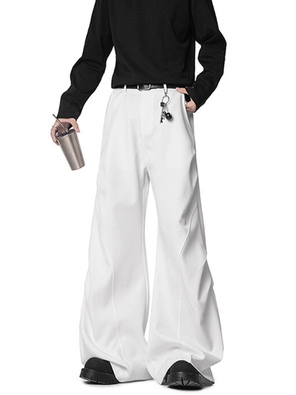 Őszi pliszírozott, széles szárú nadrág, laza szabás, 100% poliészter