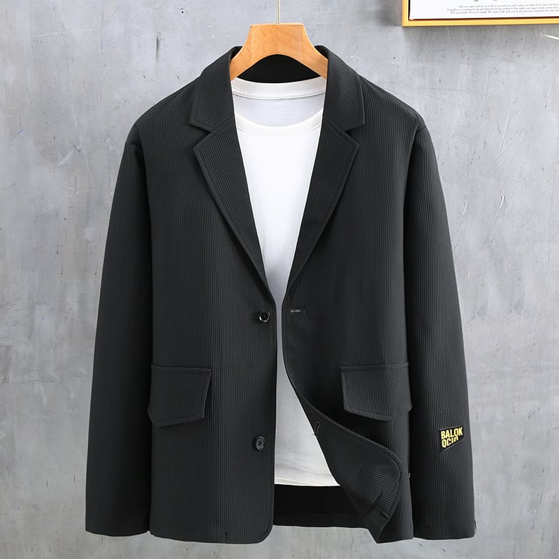 Muško sako velike veličine za proljeće i jesen, minimalistički poslovni stil, casual sako, jednobojna boja, prozračan poliester