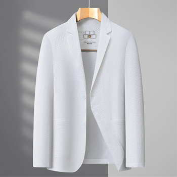 Muško casual odijelo, lagano i prozračno, slim fit, sako s ovratnikom i jednostrukim kopčanjem, dugi rukavi, poliester smjesa, džepovi s patch džepovima