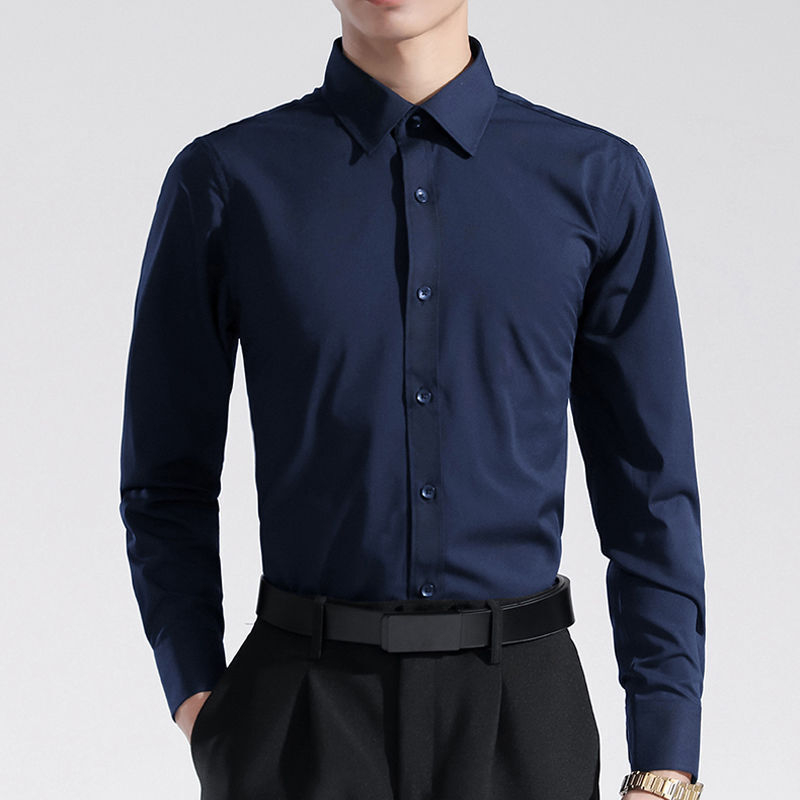 Muška košulja - slim fit, dugi rukavi, kvadratni ovratnik, poslovno-ležerno