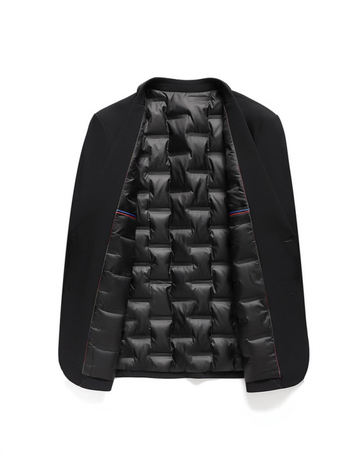 Мъжко костюмно сако с пухена подплата, леко, двубутонно едноредово закопчаване, сако стил, подплата полиестер, смес полиестер-найлон-спандекс, сезон пролет/есен, свободен силует