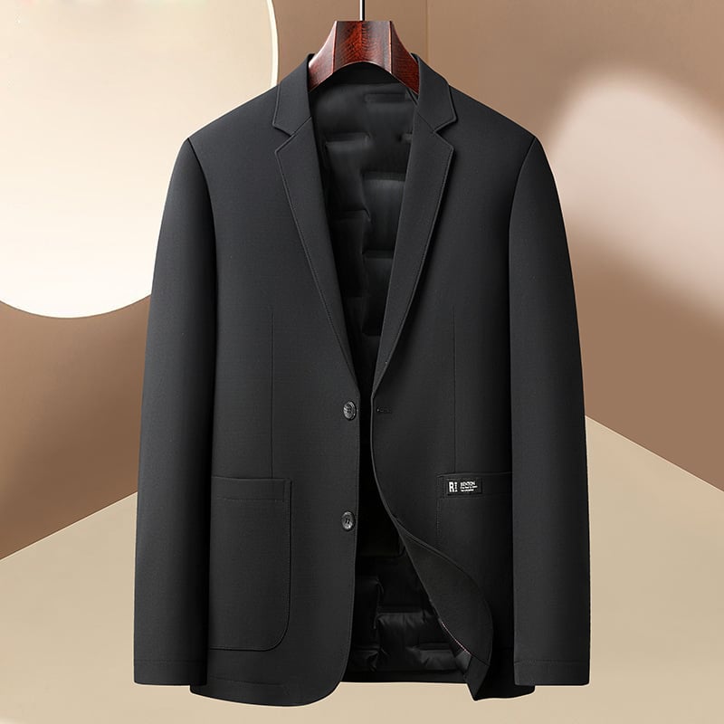 Мъжко костюмно сако с пухена подплата, леко, двубутонно едноредово закопчаване, сако стил, подплата полиестер, смес полиестер-найлон-спандекс, сезон пролет/есен, свободен силует