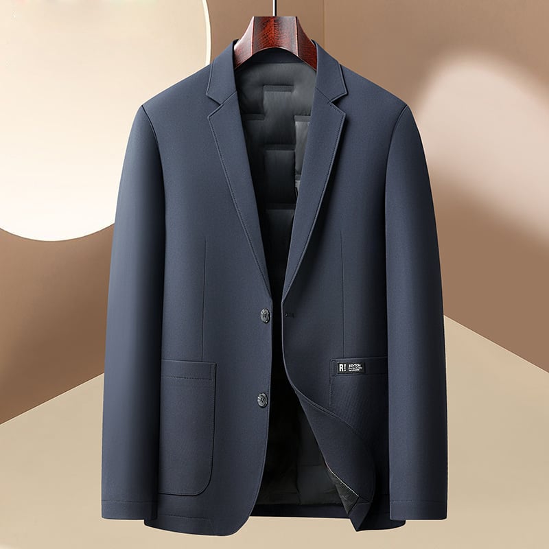 Мъжко костюмно сако с пухена подплата, леко, двубутонно едноредово закопчаване, сако стил, подплата полиестер, смес полиестер-найлон-спандекс, сезон пролет/есен, свободен силует