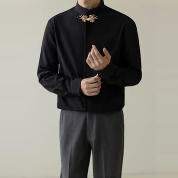 Ing álló gallérral, hosszú ujjú, laza szabású, poliészter keverék, egyszínű