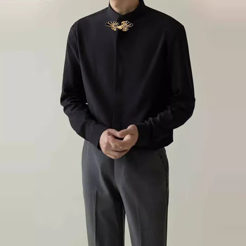 Ing álló gallérral, hosszú ujjú, laza szabású, poliészter keverék, egyszínű