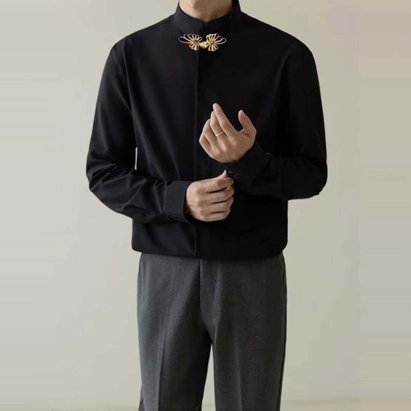 Ing álló gallérral, hosszú ujjú, laza szabású, poliészter keverék, egyszínű