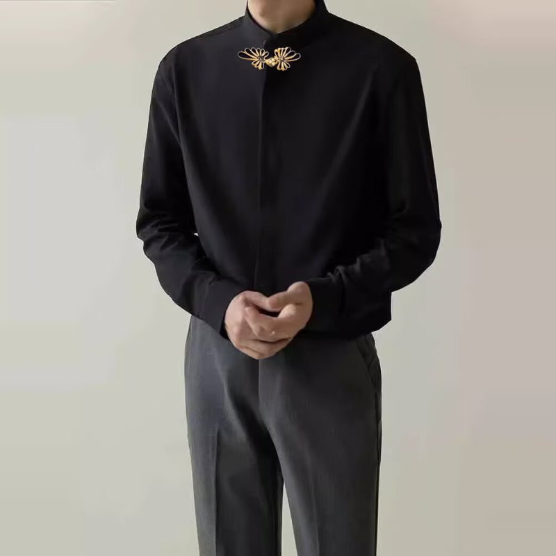 Ing álló gallérral, hosszú ujjú, laza szabású, poliészter keverék, egyszínű