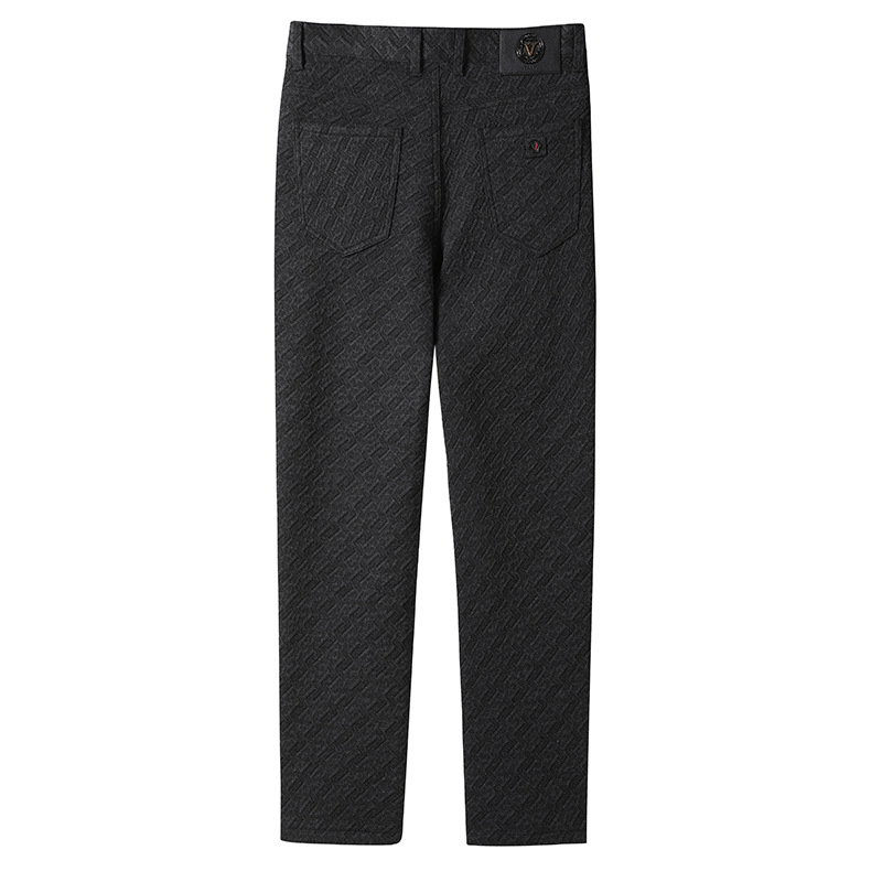 Muške casual hlače – podstavljene flisom, debele i tople, ravni kroj hlača, jacquard poliester, poslovni stil