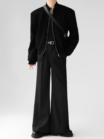 Öltönynadrág mikro-flare szabású, széles lábszárú, poliészter 95% / pamut keverék, vasalás nélkül, mikro-elasztikus