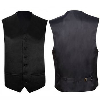 Muška slim fit vesta od poliestera, jednobrodna, bez ovratnika, jednobojna, bez podstave, pogodna za banket
