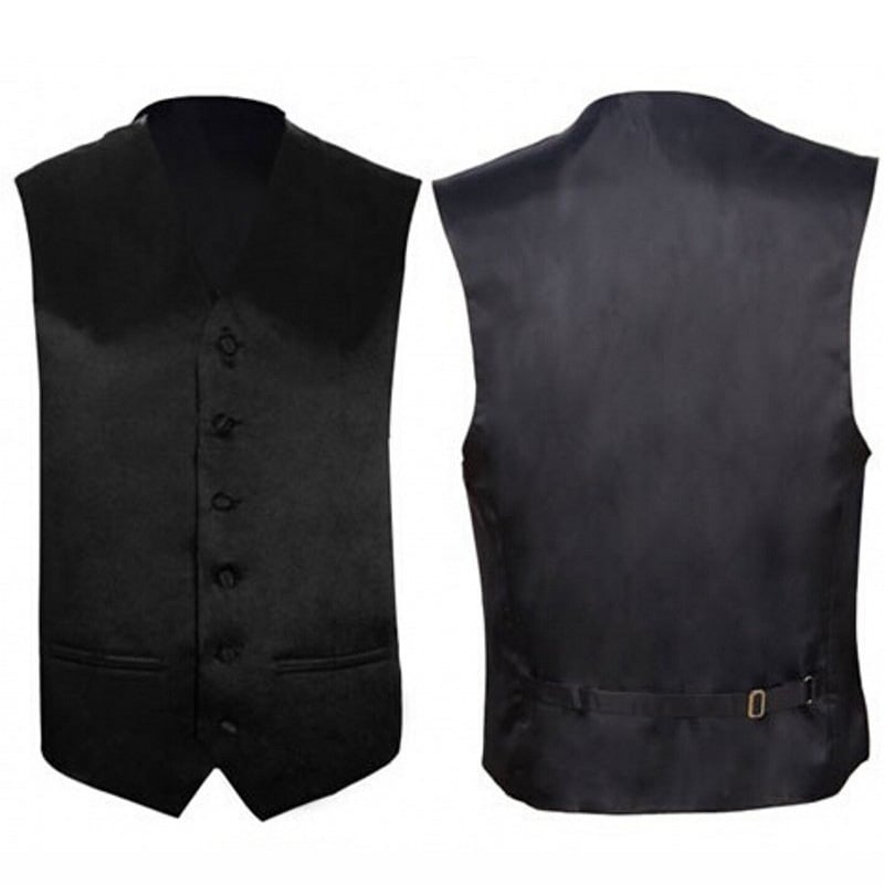 Muška slim fit vesta od poliestera, jednobrodna, bez ovratnika, jednobojna, bez podstave, pogodna za banket
